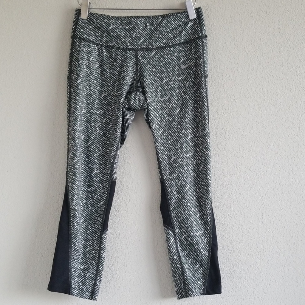 {Nike} Running Olive Patterned Ankle Dri-Fit Pants